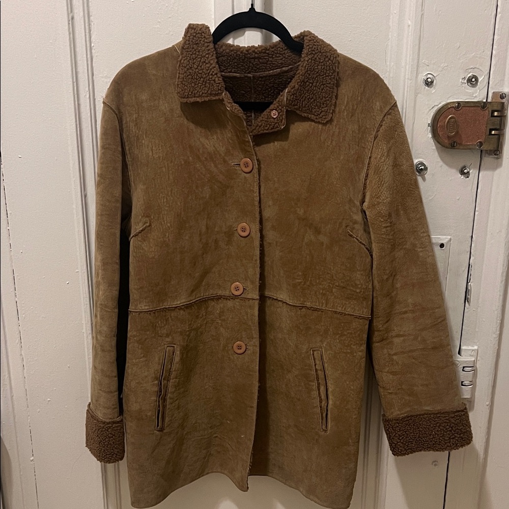 Brandon Thomas Tan Suede Teddy Jacket